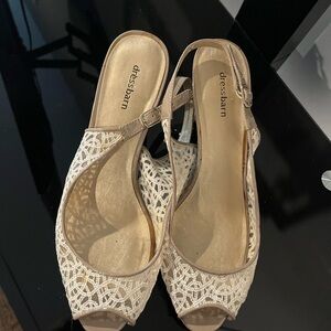 Dressbarn Women's Cream Peep-Toe Sandals